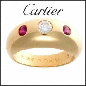 Cartier 18K Yellow Gold Ruby & Diamond Band Ring